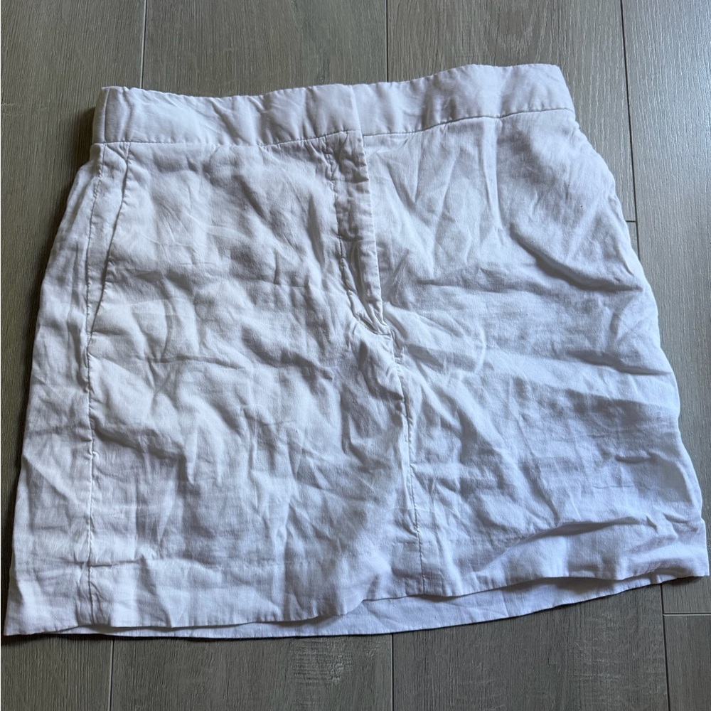 Babaton White Linen Mini Skirt